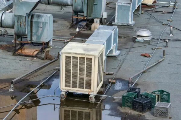 The AC unit is leaking water. That's is the hint of AC water damage.