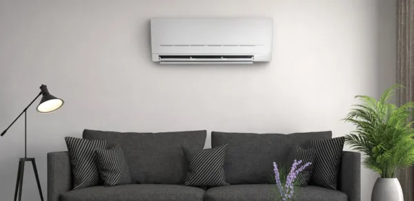 Mitsubishi air conditioner in the living room.