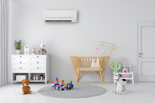 Mitsubishi electric air conditioning in the room.