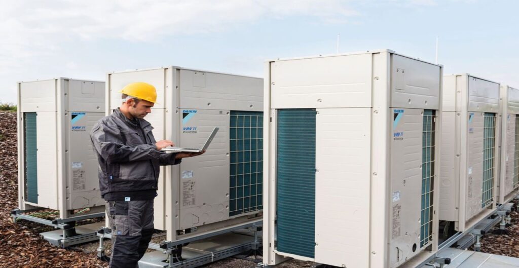 Reliable AC system for hotels, offering consistent climate control in guest rooms and shared areas.