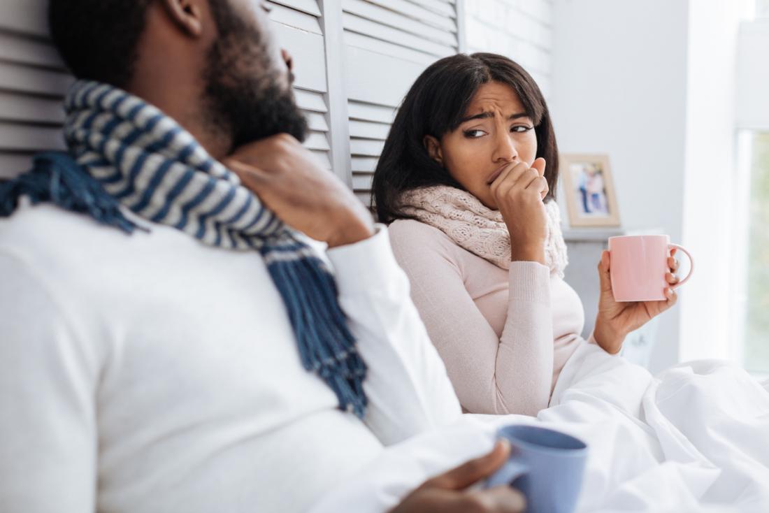 Worried woman holding face due to air conditioner lung.
