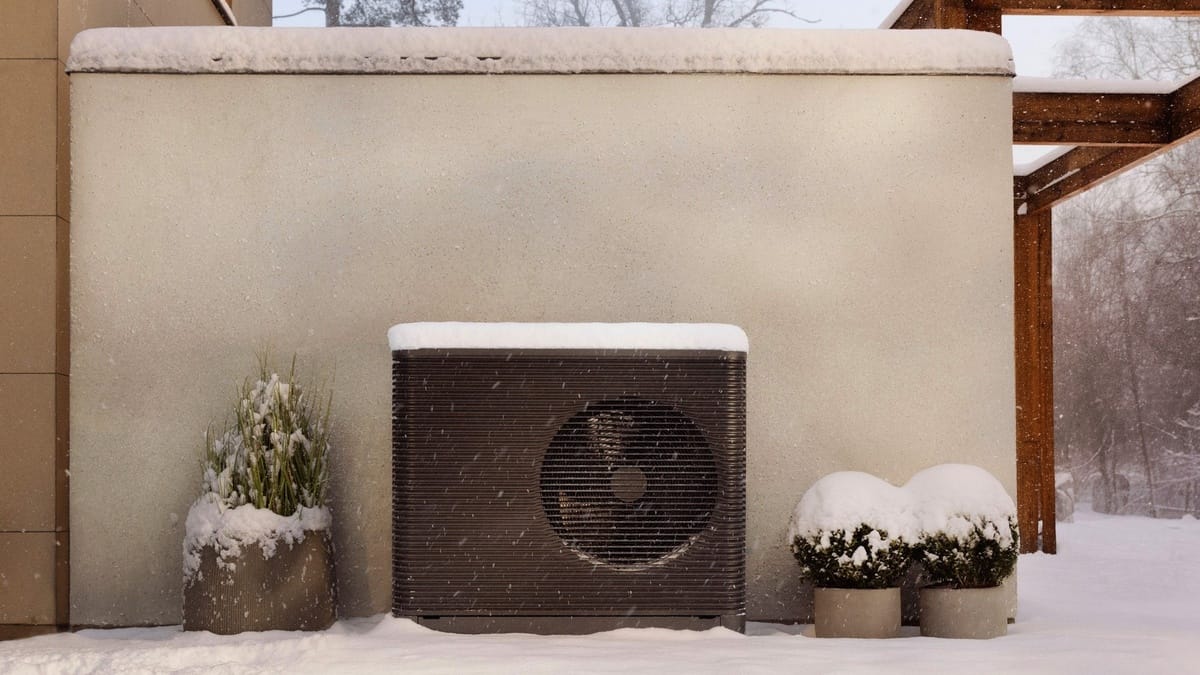 Outdoor unit of the best heating air conditioner operating in cold weather, essential for efficient heating in Gold Coast’s changing climate.