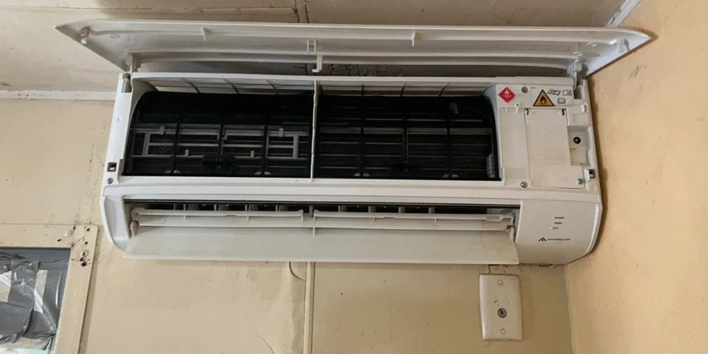 Air conditioner is not used and dust builds up on filters, stressing the need for preventative maintenance and servicing by air conditioning Gold Coast professionals.
