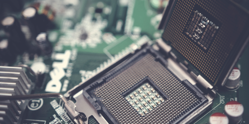 Close-up of an electronic circuit board showing microchip components that control indoor fan operation, commonly inspected when diagnosing ac indoor fan not spinning problems in air conditioning systems Gold Coast.