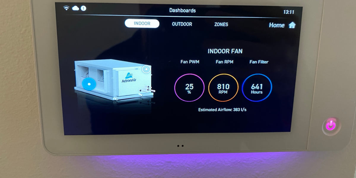 Smart AC controllers help schools monitor indoor airflow and fan speed through ActronAir touch panels — DEEPCHILL air conditioning Gold Coast specialists installing classroom control systems.