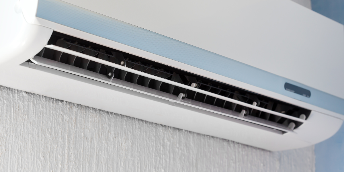 A close-up of an indoor wall-mounted unit showing the air conditioner not cooling during the day, often seen in homes needing professional air conditioning Gold Coast maintenance.
