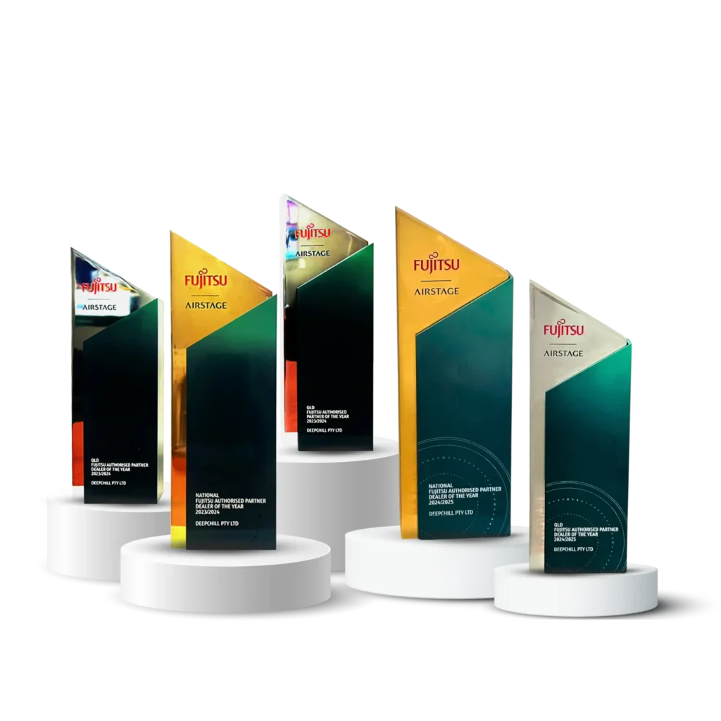 DEEPCHILL 2025 recap showcasing multiple Fujitsu Airstage awards, highlighting industry recognition in commercial air conditioning Gold Coast projects.