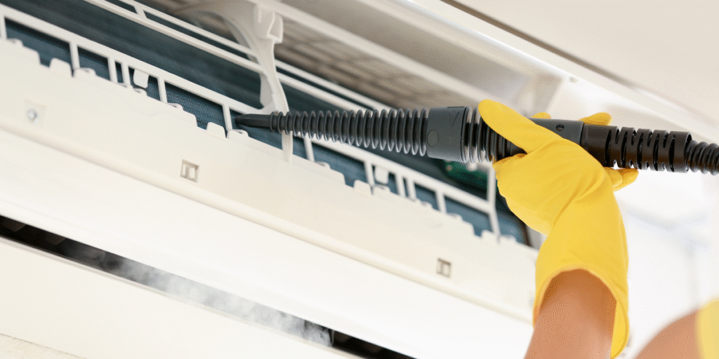 Preventative maintenance before Christmas & New Year for commercial air conditioning Gold Coast, using deep cleaning to remove dirt and reduce system strain.