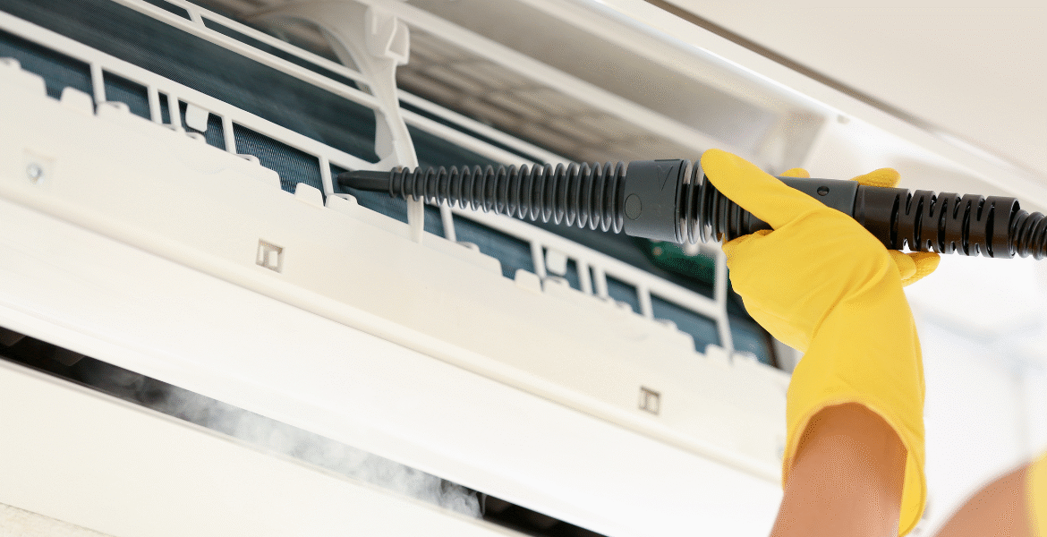 Preventative maintenance before Christmas & New Year for commercial air conditioning Gold Coast, using deep cleaning to remove dirt and reduce system strain.