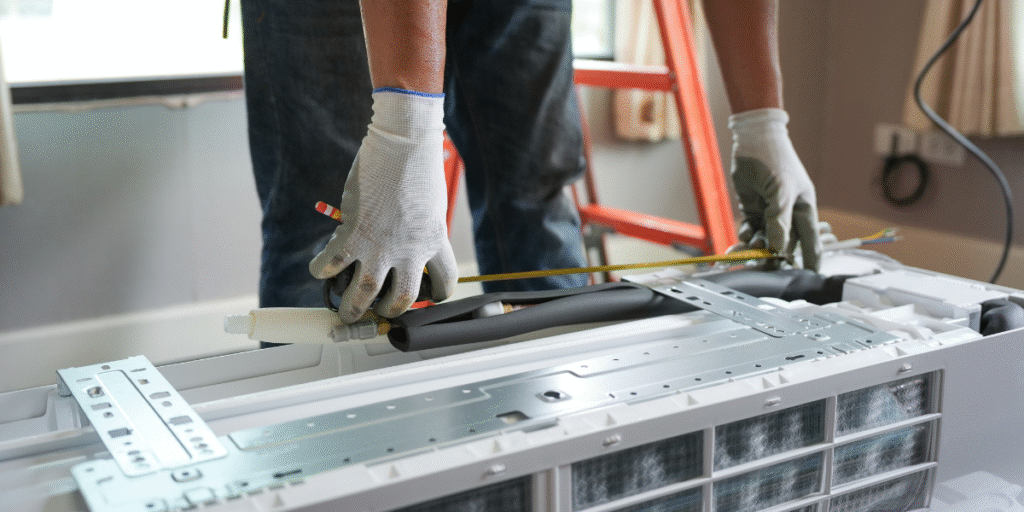 Preventative maintenance before Christmas & New Year for air conditioning Gold Coast, focusing on internal system checks to prevent breakdowns during peak holiday demand.