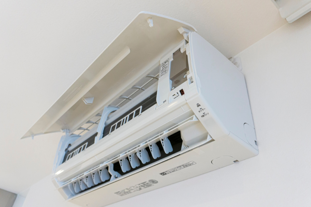 Turning off air conditioner indoor unit opened for inspection and cleaning before Turning Off Your Air Conditioner For Fall, air conditioner Gold Coast guide.