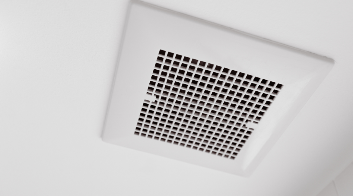 A square ceiling vent grille, typical in commercial air conditioning Gold Coast systems designed to help the aircon dehumidify large office spaces.