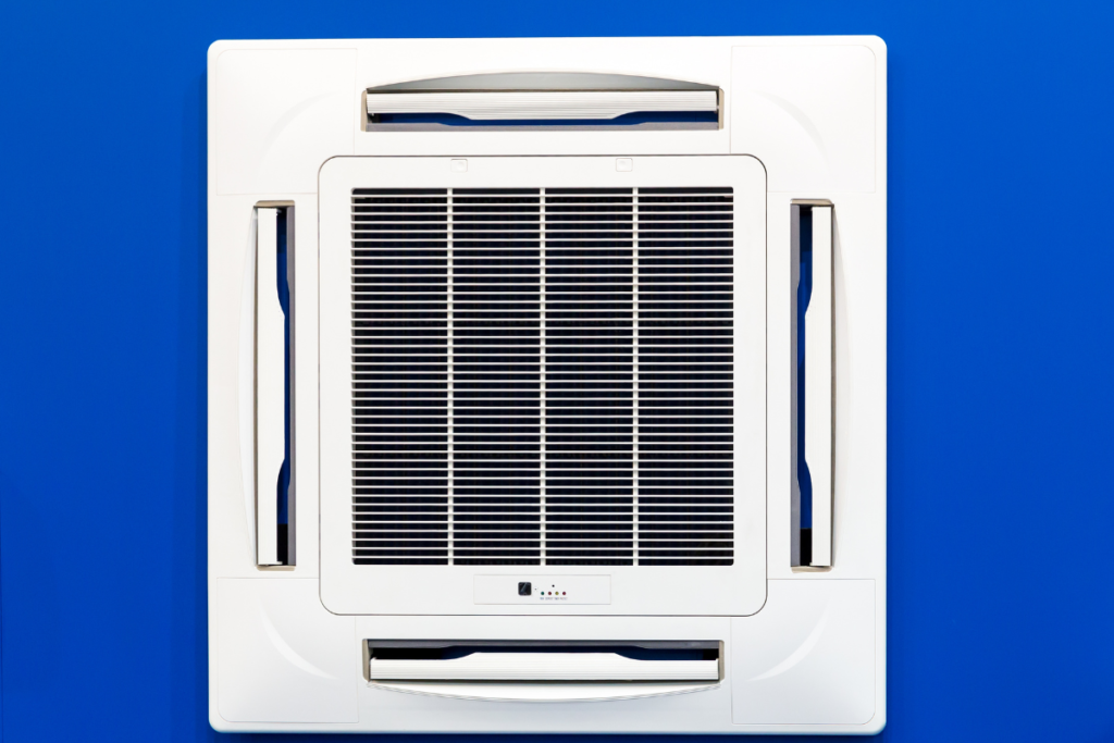 Commercial air conditioning Gold Coast - ceiling cassette unit compatible with anywAiR technology Wi-Fi control