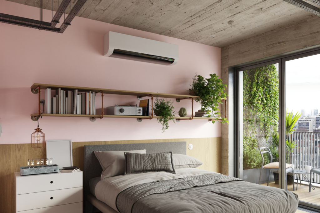 Wall-mounted air conditioning Gold Coast bedroom - GENERAL Airstage split system with anywAiR technology Wi-Fi control