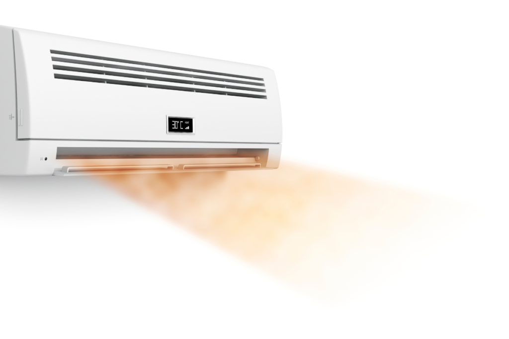 A sleek Daikin wall-mounted indoor unit showing a digital display set to 30°C in Daikin Heat Mode, providing efficient warmth for air conditioning Gold Coast users during winter.