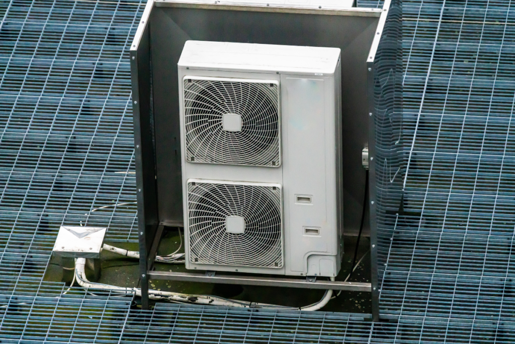 Large outdoor multi-split units installed on a commercial building rooftop, demonstrating the scale of commercial air conditioning gold coast infrastructure that relies on routine VRV system maintenance and expert hotel HVAC maintenance.