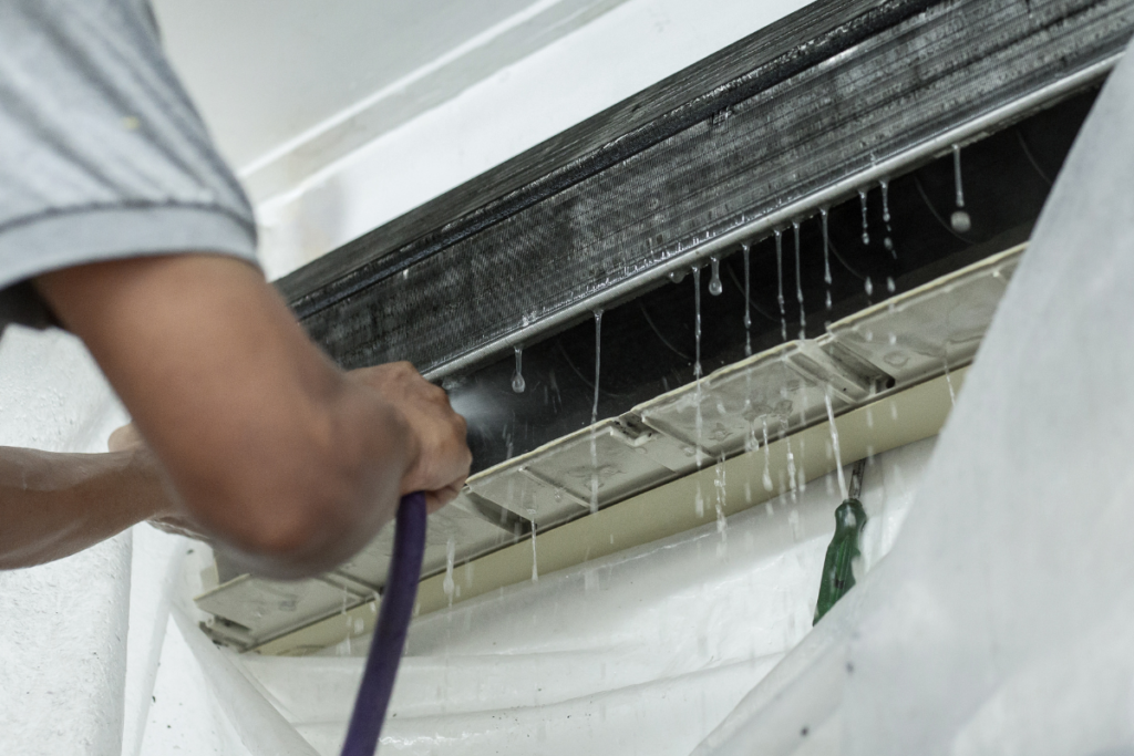 Deep coil washing with a winter hydro clean treatment, delivering effective AC mould removal Gold Coast solutions and improving hotel indoor air quality in commercial properties.
