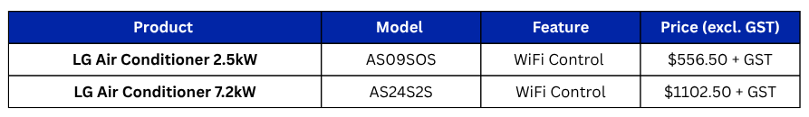 LG Air Conditioner Pricing