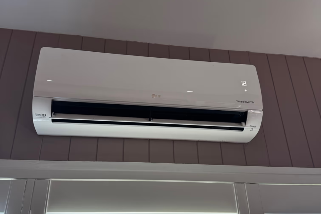 LG reverse cycle air conditioner mounted on a wall by DEEPCHILL air conditioning Gold Coast