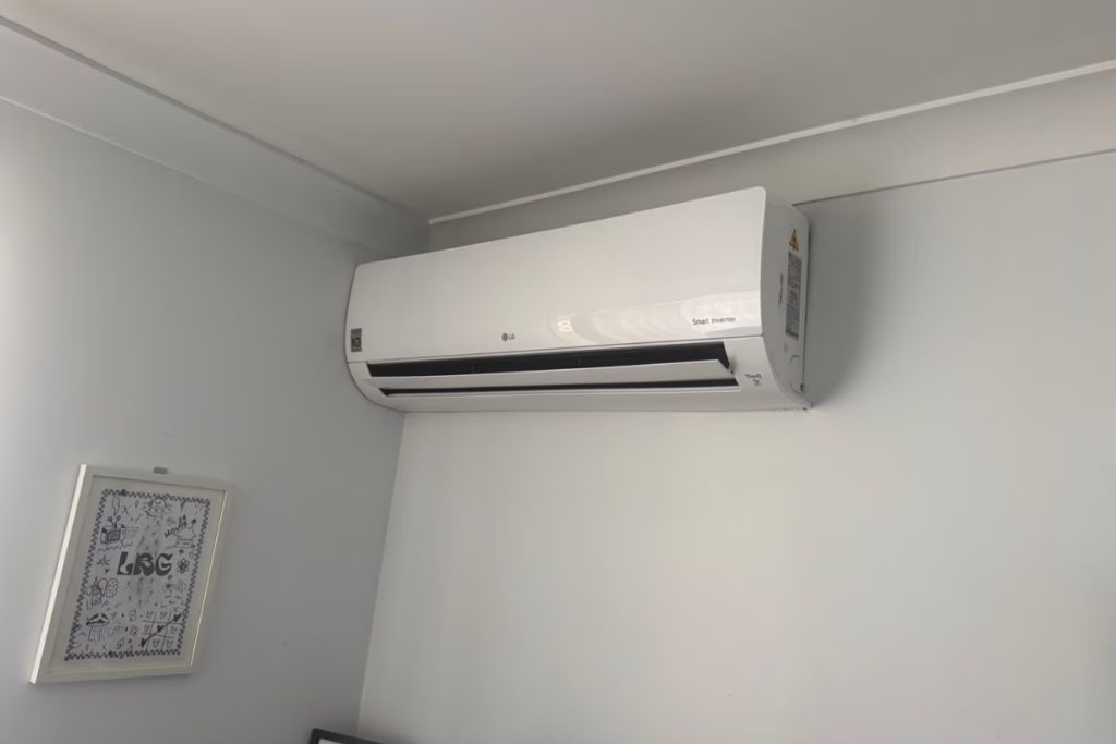 LG split system heating a bedroom, an efficient reverse cycle home heating and air conditioning Gold Coast solution