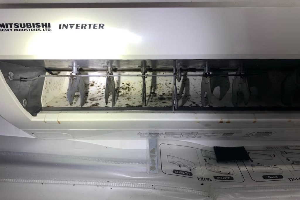 Mould in air conditioner barrel fan found during an air conditioning Gold Coast service call